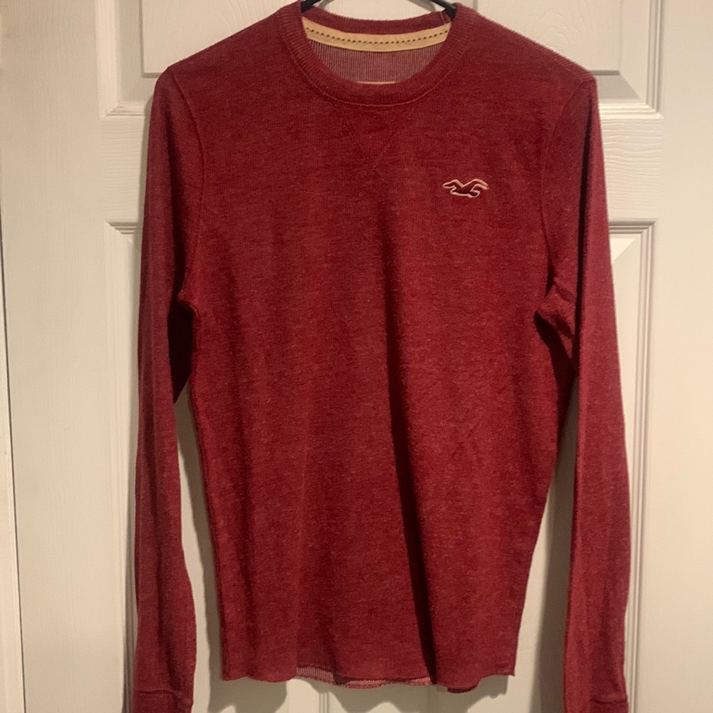 Hollister red crew neck sweater size small long sleeve